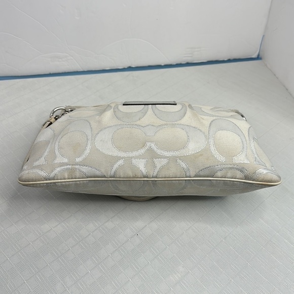 Coach Poppy medium satchel hobo Handbag M1093-17047 gray canvas metallic Accents - Picture 5 of 12